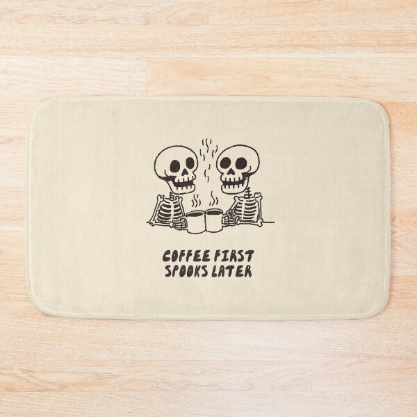 Item preview, Coffee First Spooks Later: Cute Funny Skeleton Halloween Art designed and sold by oneofthesedayys.