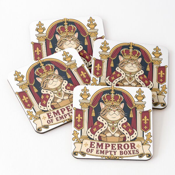 Item preview, Emperor of Empty Boxes – Funny Royal Cat in Cardboard Box Illustration designed and sold by Shabrinox.