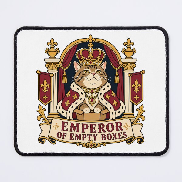 Item preview, Emperor of Empty Boxes – Funny Royal Cat in Cardboard Box Illustration designed and sold by Shabrinox.