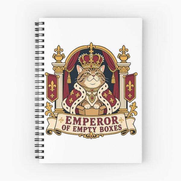 Item preview, Emperor of Empty Boxes – Funny Royal Cat in Cardboard Box Illustration designed and sold by Shabrinox.