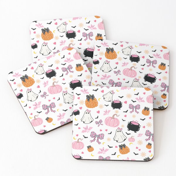 Item preview,  Cute Pink Halloween Seamless Pattern – Ghost, Pumpkin, Bow & Cauldron, Kawaii Autumn Design  Açıklama designed and sold by BigDigital.