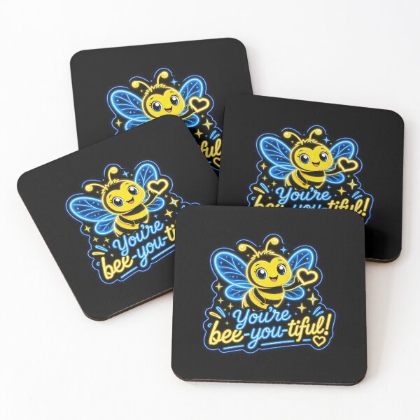 Item preview, Bee‑You‑Tiful Bee – Neon Pun Sticker designed and sold by Cerys-GS.