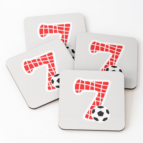 Artikelvorschau, Fußballnummer 7, Rot, Sieben Nr. 7 entworfen und verkauft von Jeallan Designs.