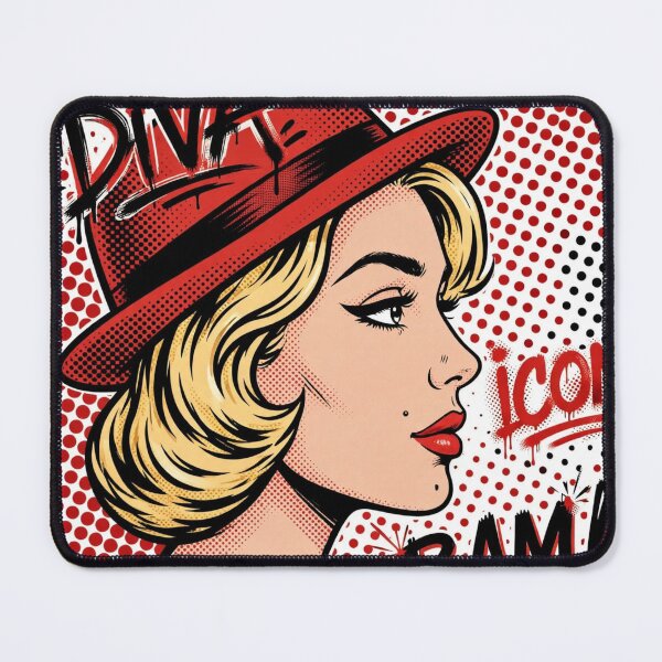 Item preview, DIVA ICON Pop Art Girl - Blonde Red Hat Comic 1950s designed and sold by MAISON SYLVIE.