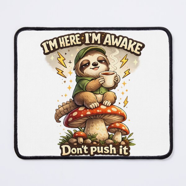 Item preview, I'm Here, I'm Awake… Don't Push It – Funny Sloth Coffee Cartoon Design designed and sold by HoMya.