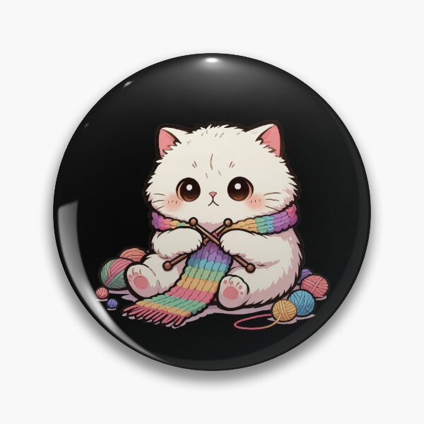 Item preview, Cute Fluffy Kitten Knitting a Rainbow Scarf | Kawaii Cat Lover T-Shirt designed and sold by Nuttajak.