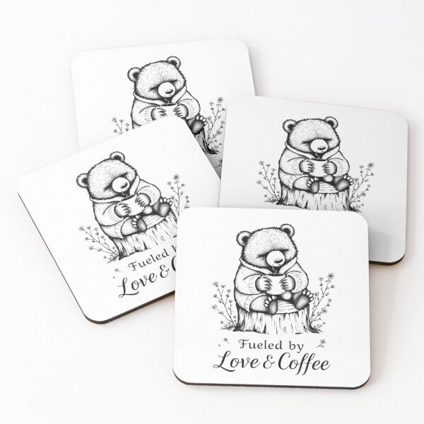 Item preview, Fueled by Love & Coffee Funny Bear T-Shirt | Cute Chubby Bear Drinking Coffee on Tree Stump | Cozy Cottagecore Animal Gift designed and sold by Softbear Atelier.
