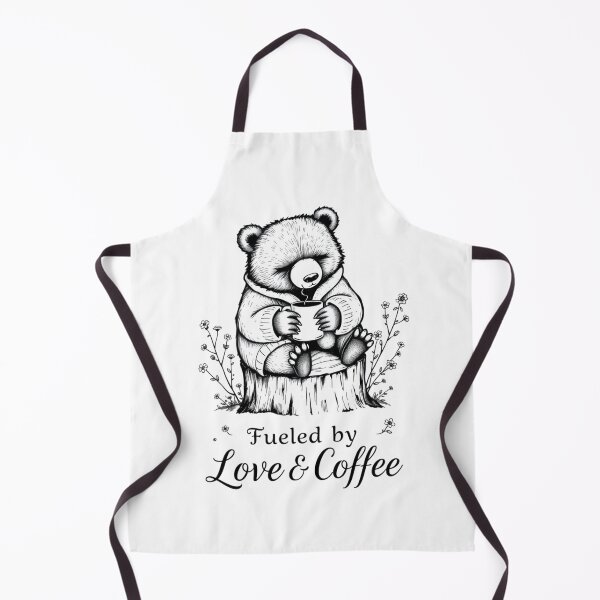 Item preview, Fueled by Love & Coffee Funny Bear T-Shirt | Cute Chubby Bear Drinking Coffee on Tree Stump | Cozy Cottagecore Animal Gift designed and sold by Softbear Atelier.
