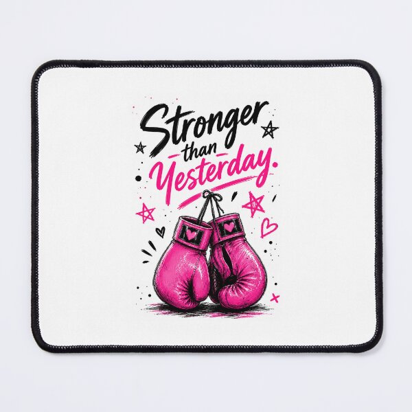 Item preview, Stronger Than Yesterday Pink Boxing Gloves Quote designed and sold by Autumnn01.