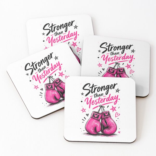 Item preview, Stronger Than Yesterday Pink Boxing Gloves Quote designed and sold by Autumnn01.