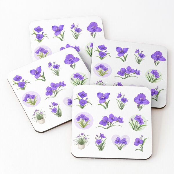 Item preview, Blue Spiderwort Flower Botanical Set Asiatic Dayflower Floral Aesthetic designed and sold by Rehnair.