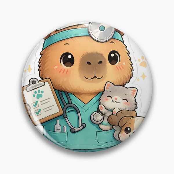Item preview,  Cute Capybara Veterinarian | Kawaii Vet Sticker designed and sold by palette fox.