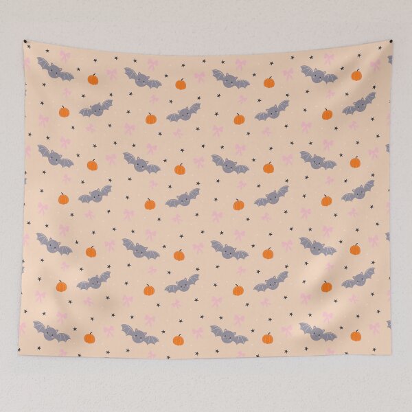 Item preview, Cute Halloween Bats and Pumpkins Autumn Peach designed and sold by SuperCuteItems2.