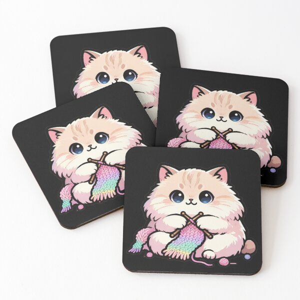 Item preview, Cute Cat Crocheting a Rainbow Scarf | Kawaii Cat Lover T-Shirt designed and sold by Nuttajak.
