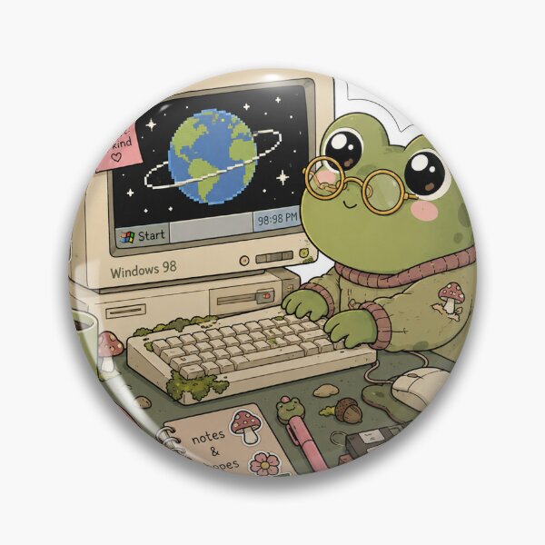 Item preview, Goblincore Frog Retro Computer Y2K Nostalgia Sticker designed and sold by DigitalDream Gallery.
