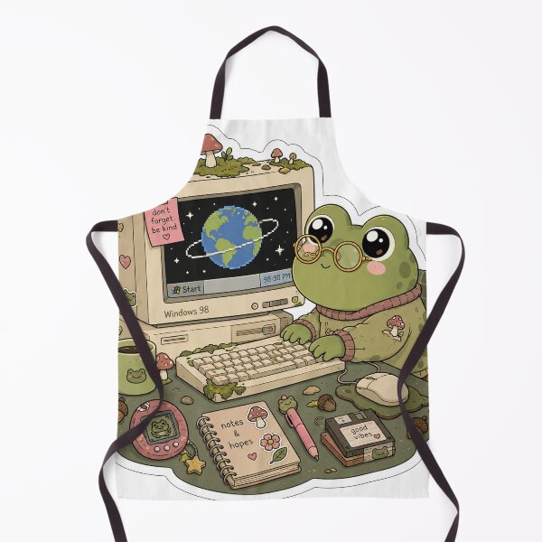 Item preview, Goblincore Frog Retro Computer Y2K Nostalgia Sticker designed and sold by DigitalDream Gallery.