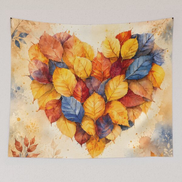 Item preview, Hearts 47 - Colorful Autumn Leaf Heart Watercolor designed and sold by NikaNavi.