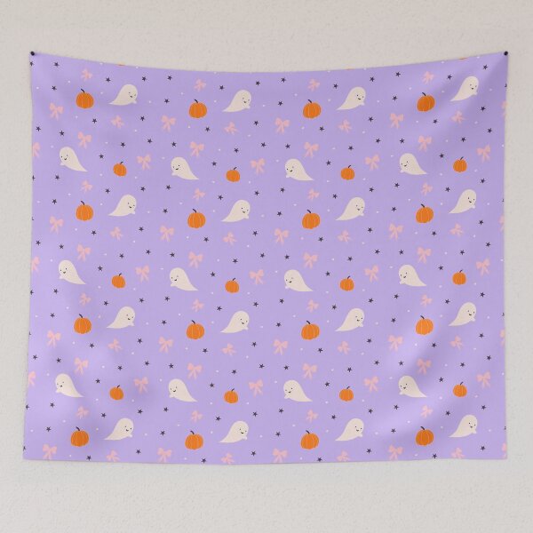 Item preview, Cute Ghosts and Pumpkins Pattern Purple designed and sold by SuperCuteItems2.