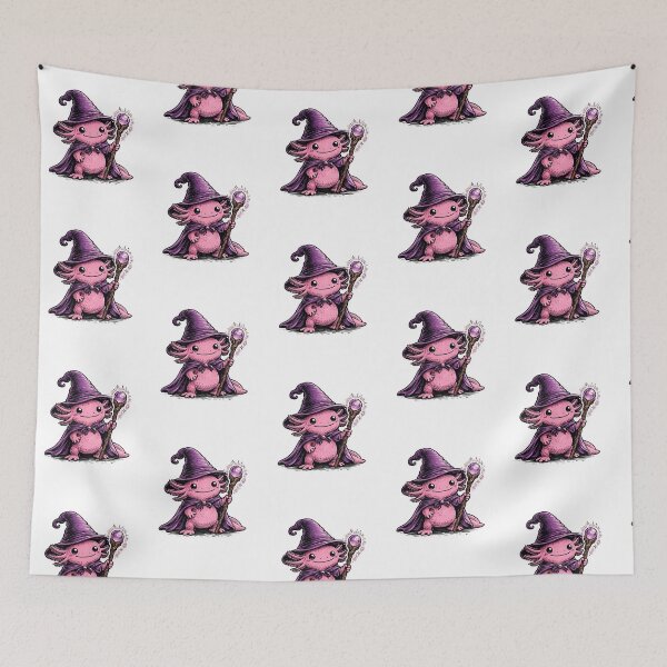 Item preview,  Halloween Axolotl  Wizard in Purple Hat and Wand Cute Magic Fantasy designed and sold by SOUFIANE1991.