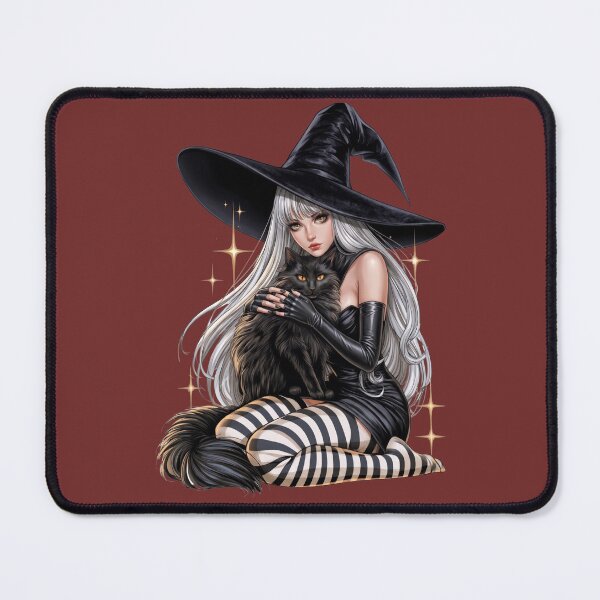 Item preview, Halloween Witch with Black Cat Celestial Moon Magic Gothic Fantasy PNG designed and sold by MythicMood.