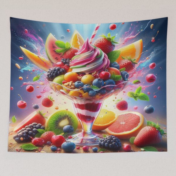 Item preview, Fruity taste explosion - ice cream sundae with summer fruits designed and sold by FotoworldEdel.