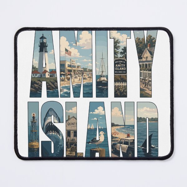 Item preview, Amity Island Vintage Travel Poster Retro Horror Tribute designed and sold by Coldink.