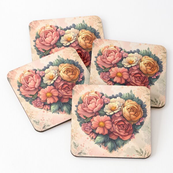 Item preview, Hearts 50 - Vintage Watercolor Floral Heart Bouquet designed and sold by NikaNavi.