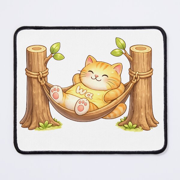 Item preview, Kawaii Orange Cat Relaxing in a Hammock Cute Animal Design designed and sold by Wawa5656.
