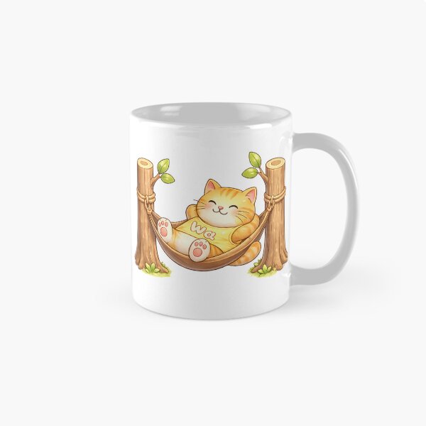 Item preview, Kawaii Orange Cat Relaxing in a Hammock Cute Animal Design designed and sold by Wawa5656.