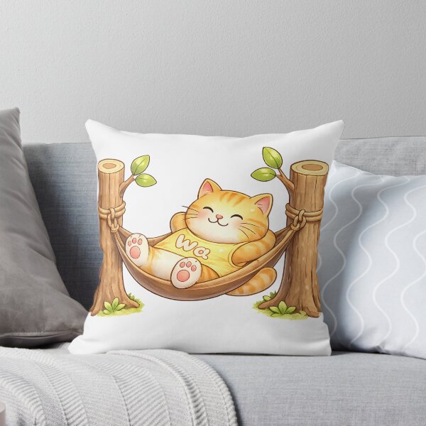 Item preview, Kawaii Orange Cat Relaxing in a Hammock Cute Animal Design designed and sold by Wawa5656.