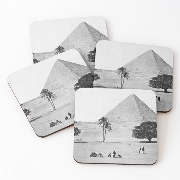 Item preview, 1868 Giza, Pyramids vintage black and white Egyptian landscape fine art black and white photograph by Félix Bonfils designed and sold by Astrid Arkhangelsky.
