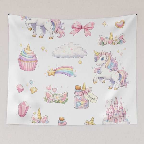 Item preview, Pastel Magical Unicorn Rainbow Floral Castle Aesthetic designed and sold by Rehnair.