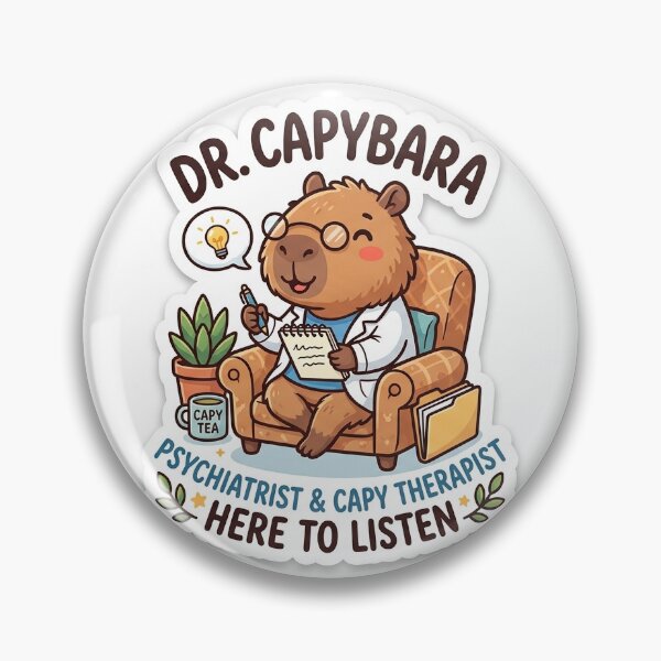 Item preview, Cute Capybara Psychiatrist Sticker - Mental Health & Therapy Art designed and sold by palette fox.