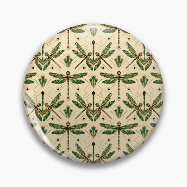 Item preview, Dragonfly Art Deco Emerald Gold Seamless Pattern designed and sold by Inkworksbyshery.