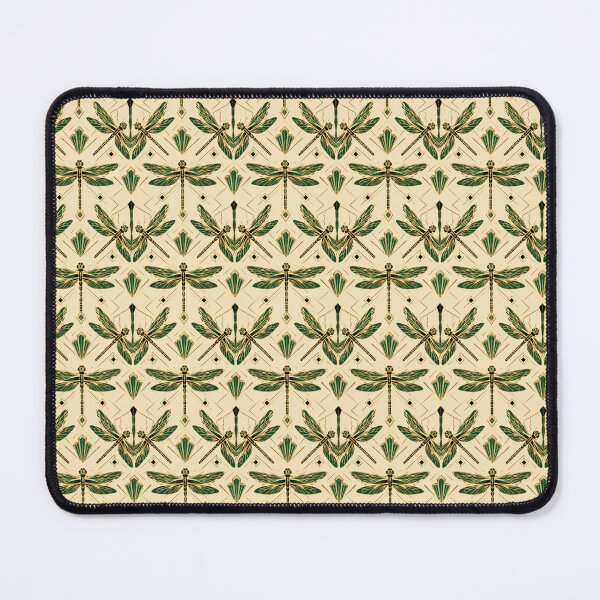 Item preview, Dragonfly Art Deco Emerald Gold Seamless Pattern designed and sold by Inkworksbyshery.