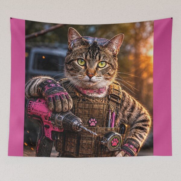 Item preview, Purrfessional Contractor Cat – Pink Power Tools Edition designed and sold by Kimberly Palmer.