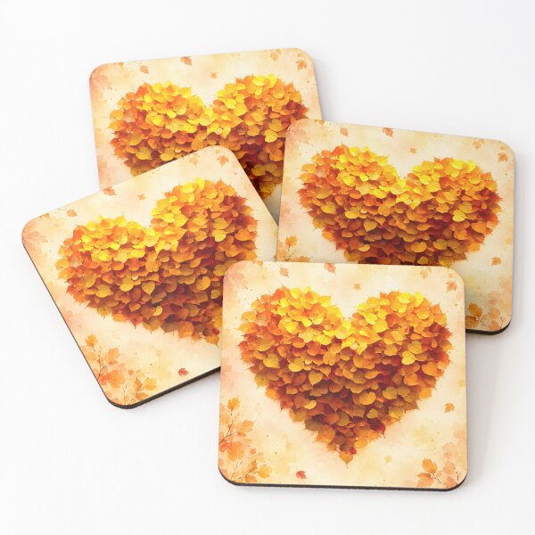 Item preview, Hearts 51 - Golden Autumn Leaves Watercolor Heart Art designed and sold by NikaNavi.