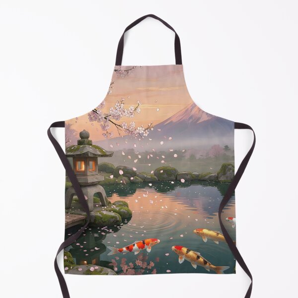 Item preview, Koi Pond and Mount Fuji | Japanese Garden Sakura | Peaceful Zen Landscape Art designed and sold by DreamyWallVibes.