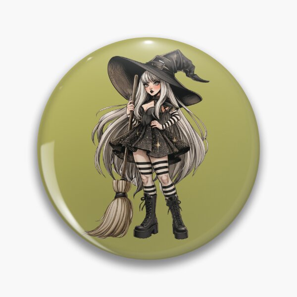 Item preview, Halloween Witch with Broom Cute Gothic Witch Girl Spooky Season Dark Fantasy PNG designed and sold by MythicMood.