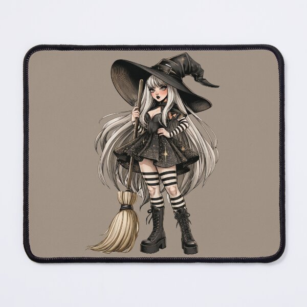Item preview, Halloween Witch with Broom Cute Gothic Witch Girl Spooky Season Dark Fantasy PNG designed and sold by MythicMood.