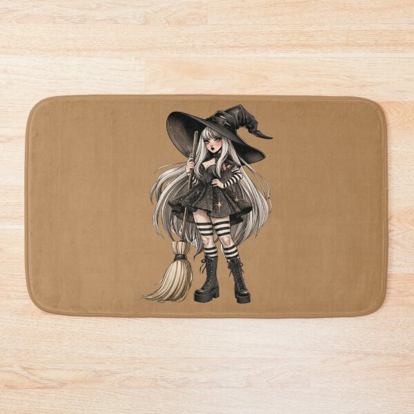 Item preview, Halloween Witch with Broom Cute Gothic Witch Girl Spooky Season Dark Fantasy PNG designed and sold by MythicMood.