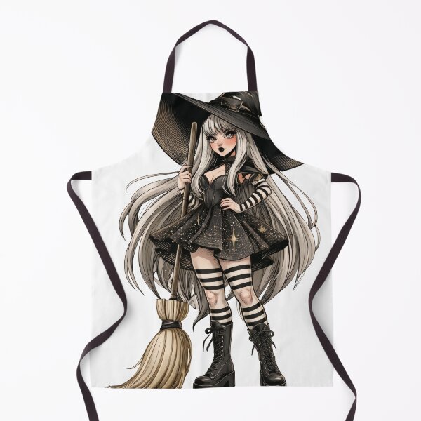 Item preview, Halloween Witch with Broom Cute Gothic Witch Girl Spooky Season Dark Fantasy PNG designed and sold by MythicMood.