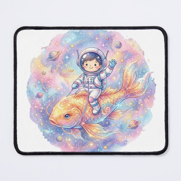 Item preview, Astronaut Riding a Magical Koi Fish Through Space Watercolor Art designed and sold by RoyArt0.