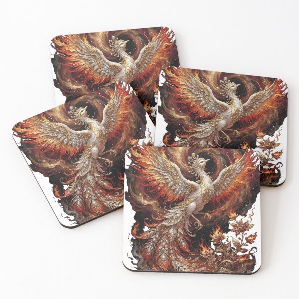 Item preview, Majestic Phoenix Rising in Flames Aesthetic Art | Luxury White & Gold designed and sold by Zahho.