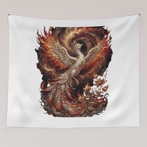 Item preview, Majestic Phoenix Rising in Flames Aesthetic Art | Luxury White & Gold designed and sold by Zelis craft.