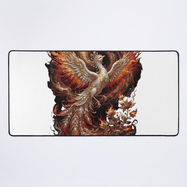 Item preview, Majestic Phoenix Rising in Flames Aesthetic Art | Luxury White & Gold designed and sold by Zahho.