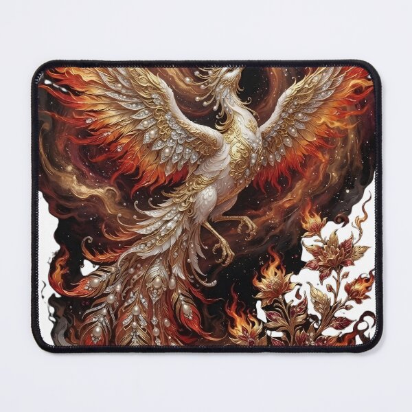 Item preview, Majestic Phoenix Rising in Flames Aesthetic Art | Luxury White & Gold designed and sold by Zelis craft.