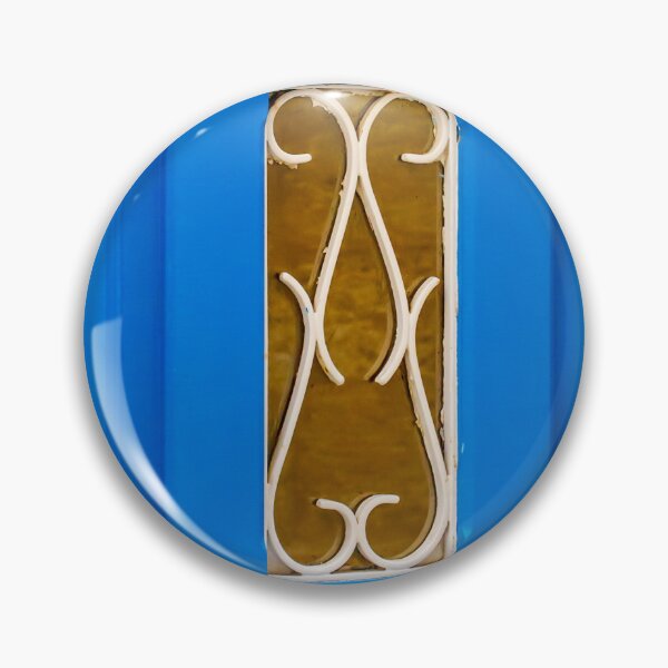 Item preview, Bright Blue Painted Door With White Ornamental Grille And Twisted Handle Close-Up designed and sold by Nmallia.