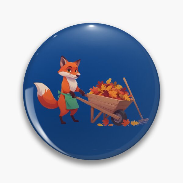 Item preview, Cute Fox Raking Leaves Fall Gardening Autumn Wheelbarrow Art designed and sold by Evelashop.