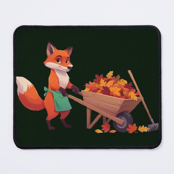 Item preview, Cute Fox Raking Leaves Fall Gardening Autumn Wheelbarrow Art designed and sold by Evelashop.